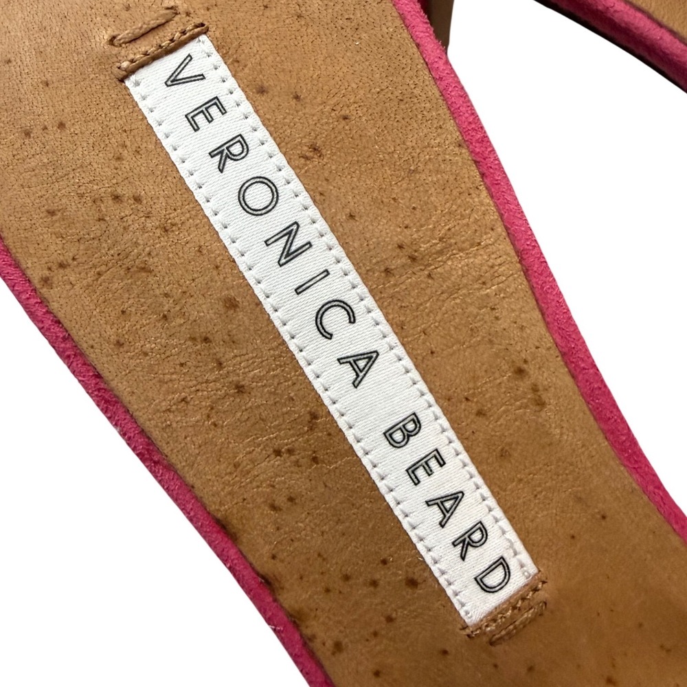 Veronica Beard Pink Floral Sequin Heels Italy 37.5 US 7.5 VB Summer Sandals - Picture 7 of 9